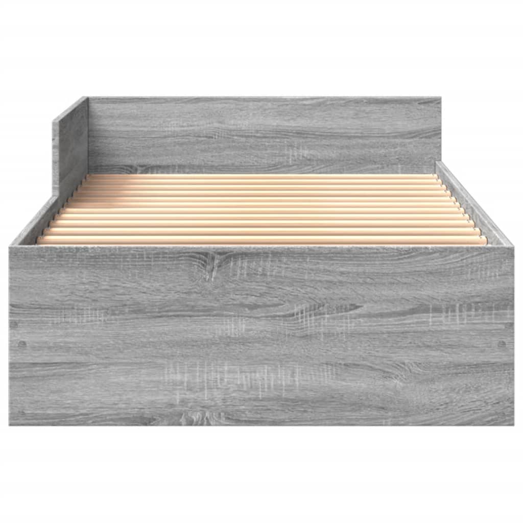 Bed Frame without Mattress Grey Sonoma 75x190 cm Small Single Engineered Wood