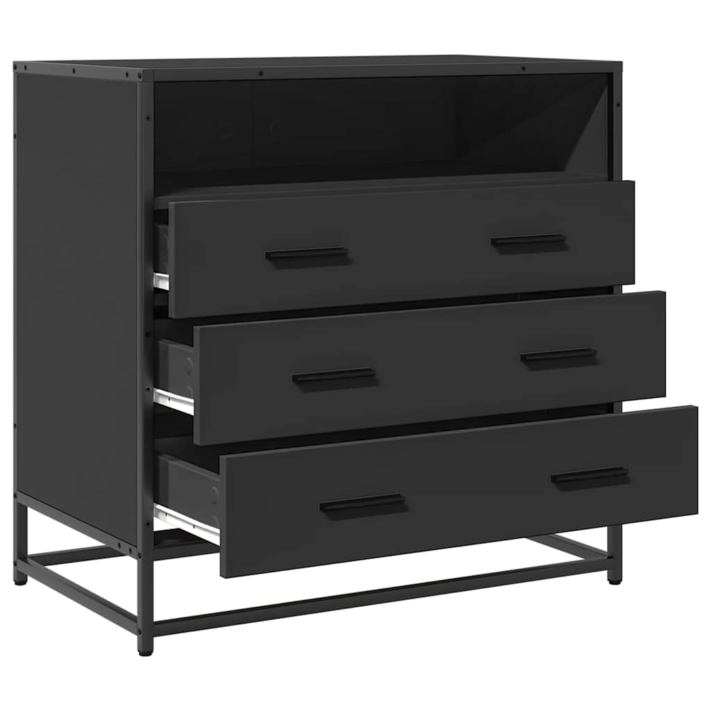 Drawer Cabinet Black 70x41x70 cm Engineered Wood