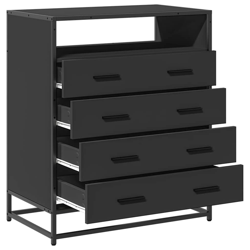 Drawer Cabinet Black 70x41x83.5 cm Engineered Wood
