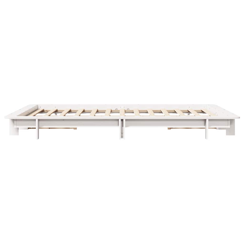 Bed Frame without Mattress White 150x200 cm King Size Solid Wood Pine