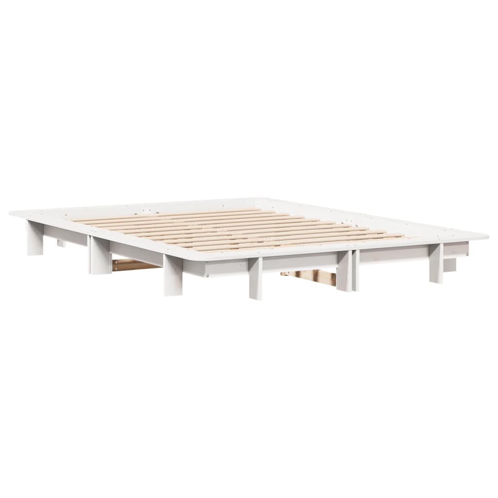 Bed Frame without Mattress White 140x190 cm Solid Wood Pine