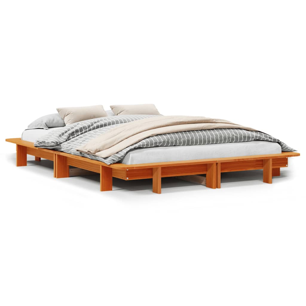 Bed Frame without Mattress Wax Brown 120x190 cm Small Double Solid Wood Pine