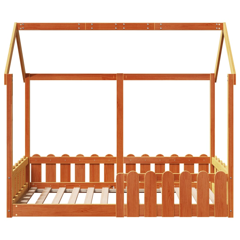 Kids' House Bed Frame without Mattress Wax Brown 80x160 cm