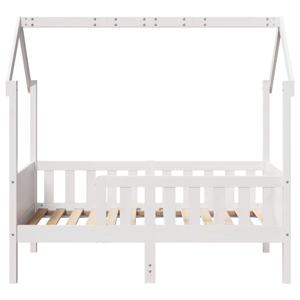 Kids' House Bed Frame White 70x140 cm Solid Wood Pine