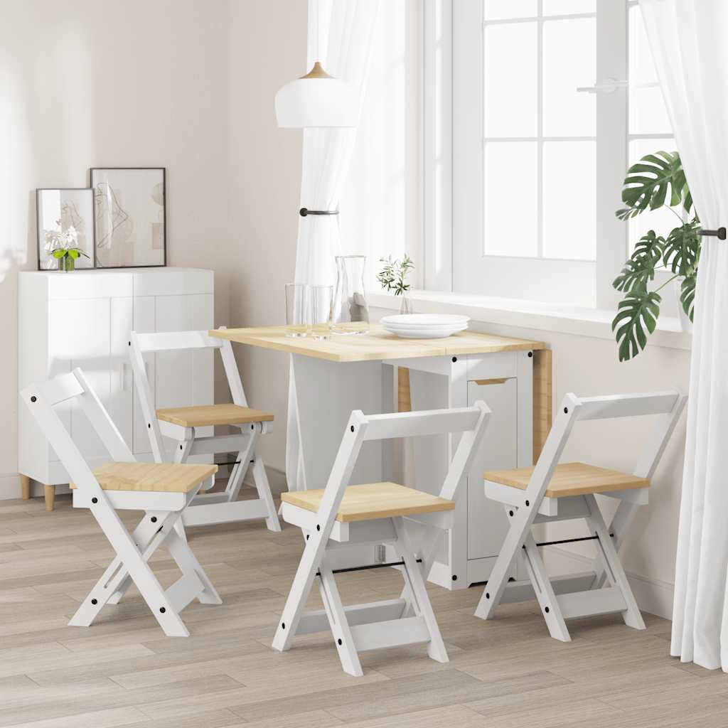 Dining Chairs Foldable 4 pcs Corona White Solid Wood Pine