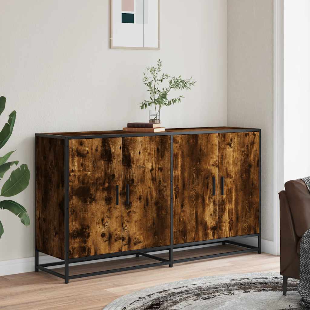 Sideboard Smoked Oak 134x35x76 cm Engineered Wood