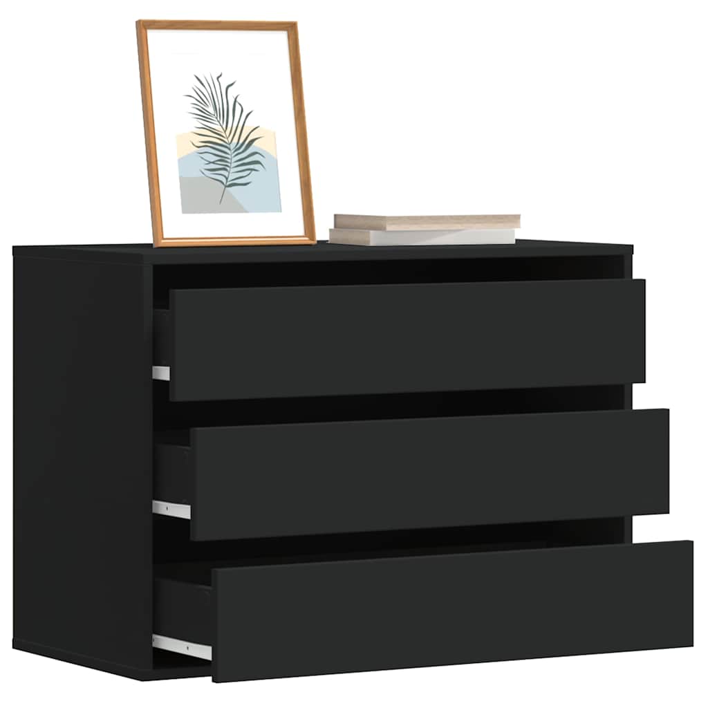 Corner Chest of Drawers Black 80x41x58 cm Engineered Wood
