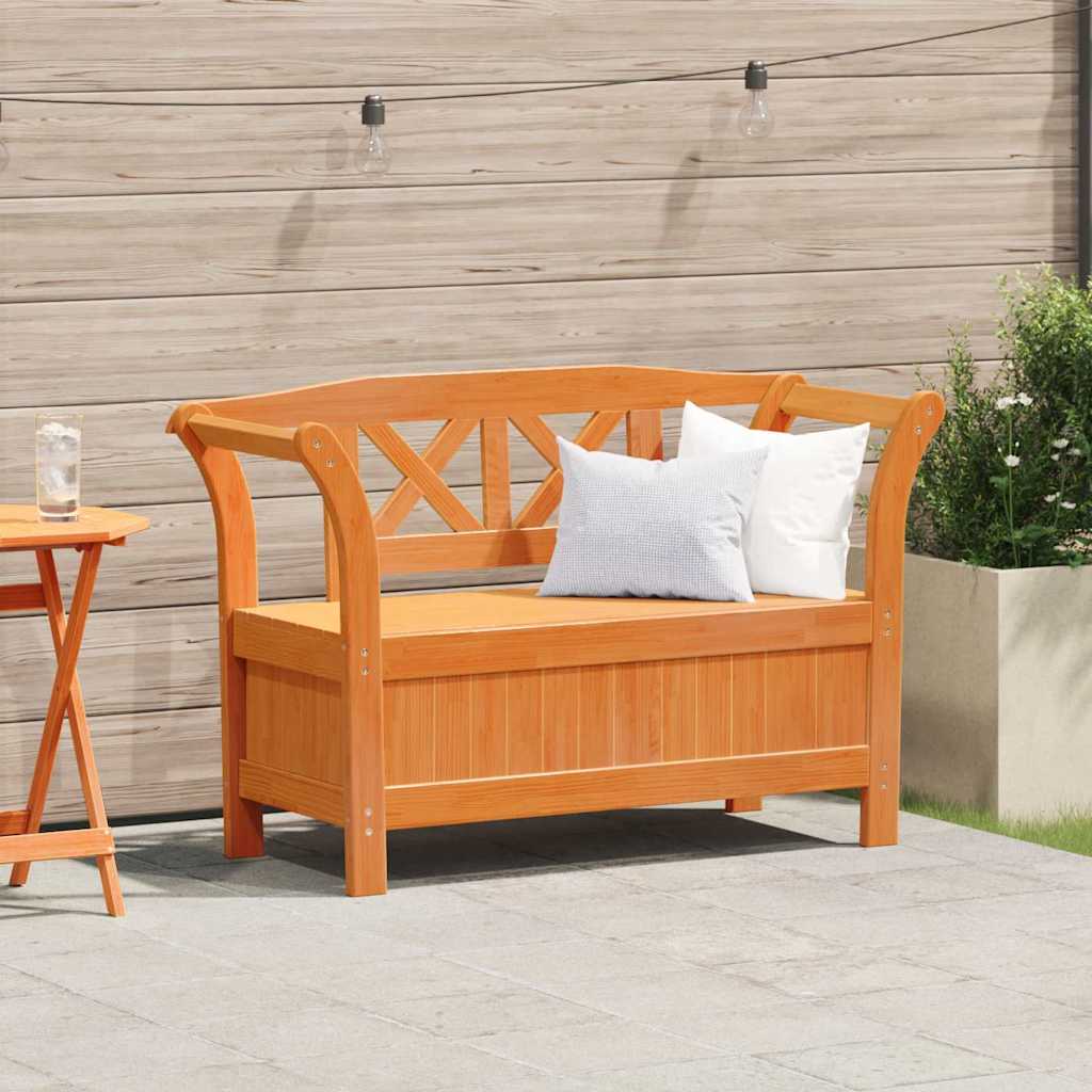 Garden Storage Bench Brown 119 x 76 x 44cm Solid pine wood