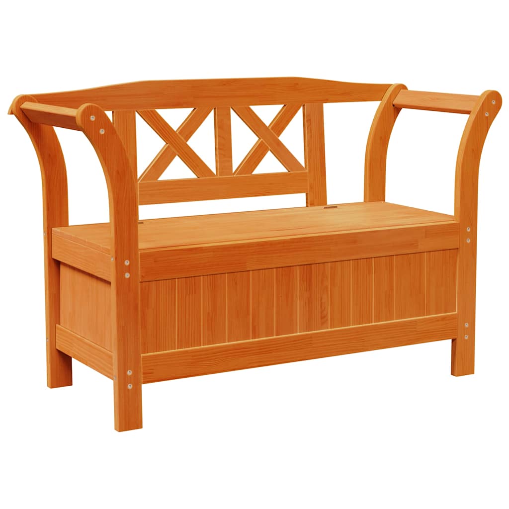 Garden Storage Bench Brown 119 x 76 x 44cm Solid pine wood