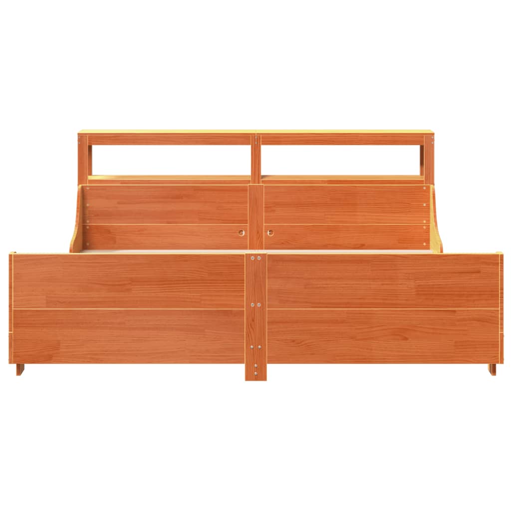Bed Frame without Mattress Wax Brown 200x200 cm Solid Wood Pine