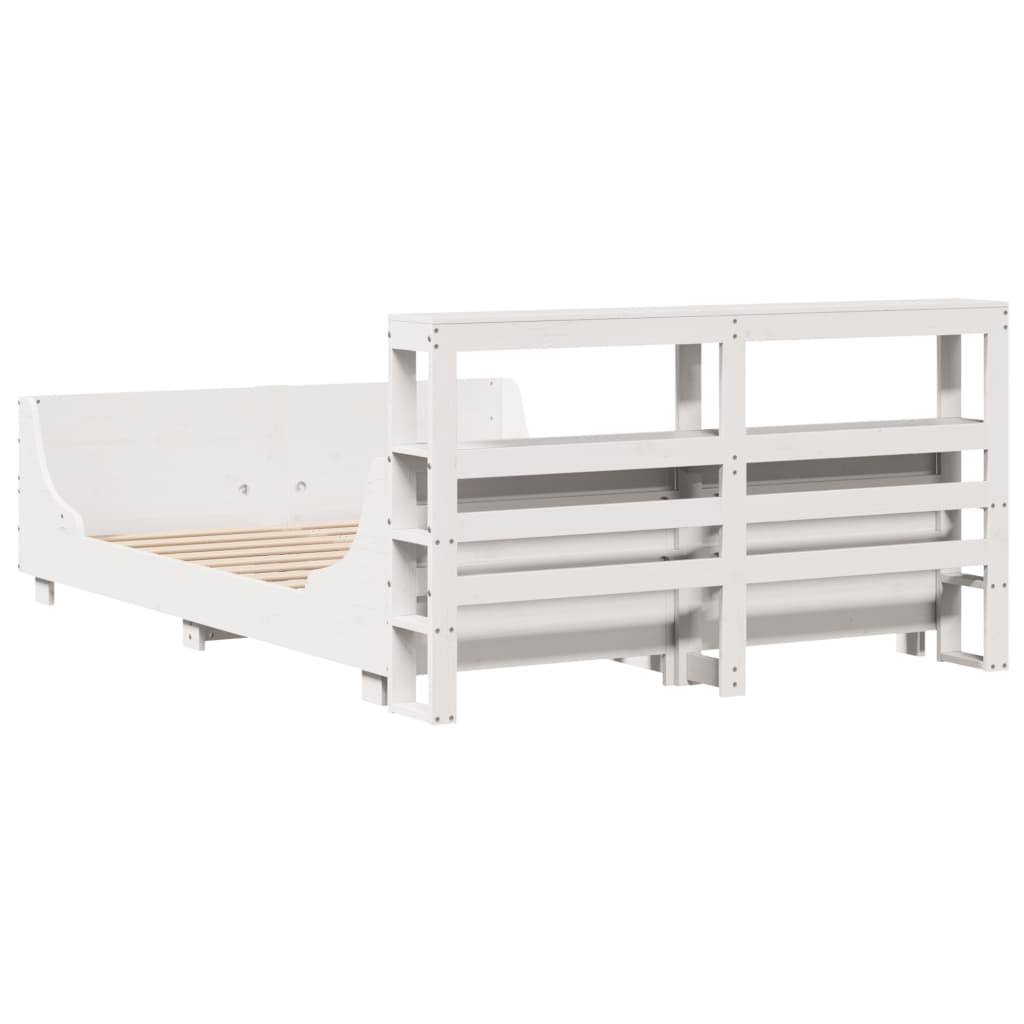 Bed Frame without Mattress White 120x200 cm Solid Wood Pine