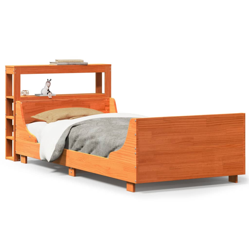 Bed Frame without Mattress Wax Brown 90x190 cm Single Solid Wood Pine