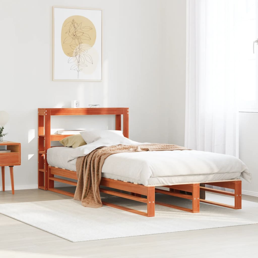 Bed Frame without Mattress Wax Brown 90x200 cm Solid Wood Pine