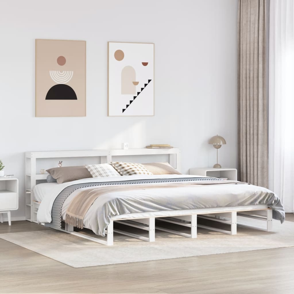Bed Frame without Mattress White 180x200 cm Super King Solid Wood Pine
