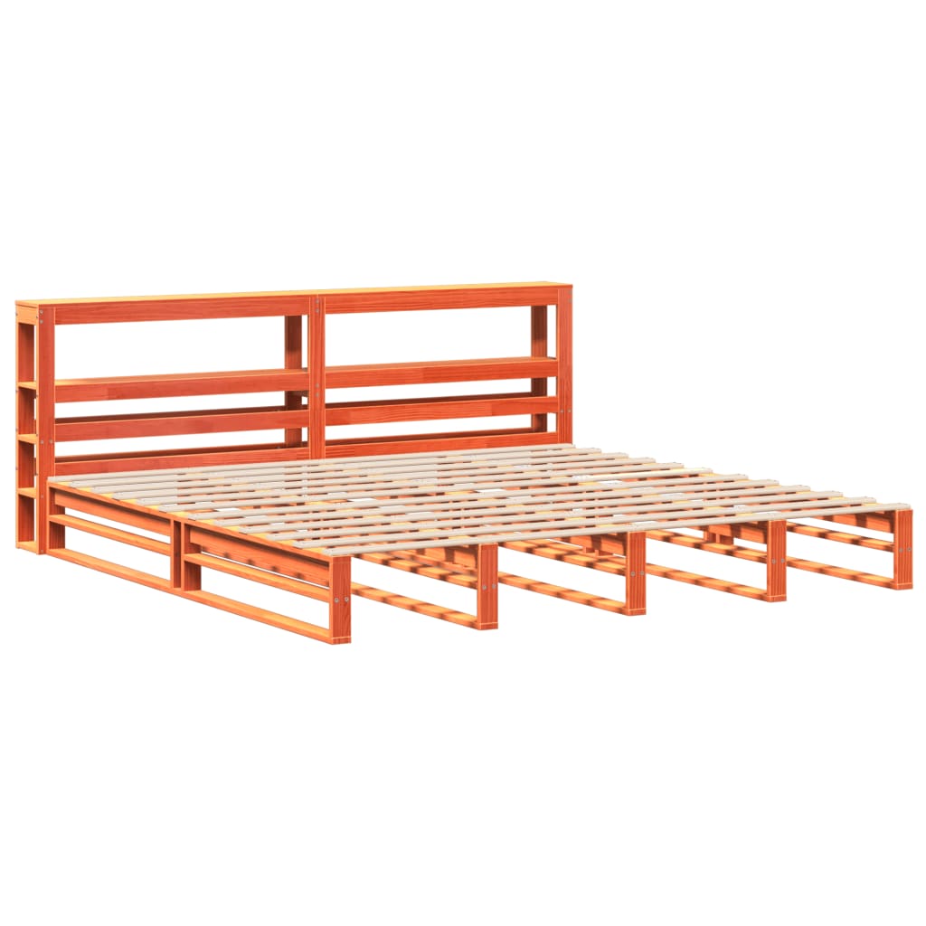 Bed Frame without Mattress Wax Brown 180x200 cm Super King Solid Wood Pine