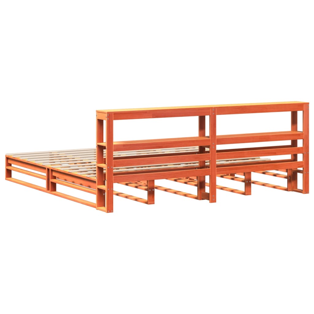 Bed Frame without Mattress Wax Brown 200x200 cm Solid Wood Pine