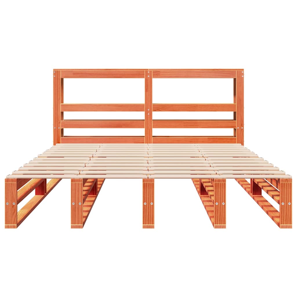 Bed Frame without Mattress Wax Brown 140x190 cm Solid Wood Pine