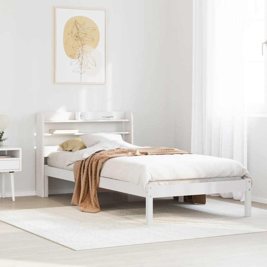 Bed Frame without Mattress White 100x200 cm Solid Wood Pine