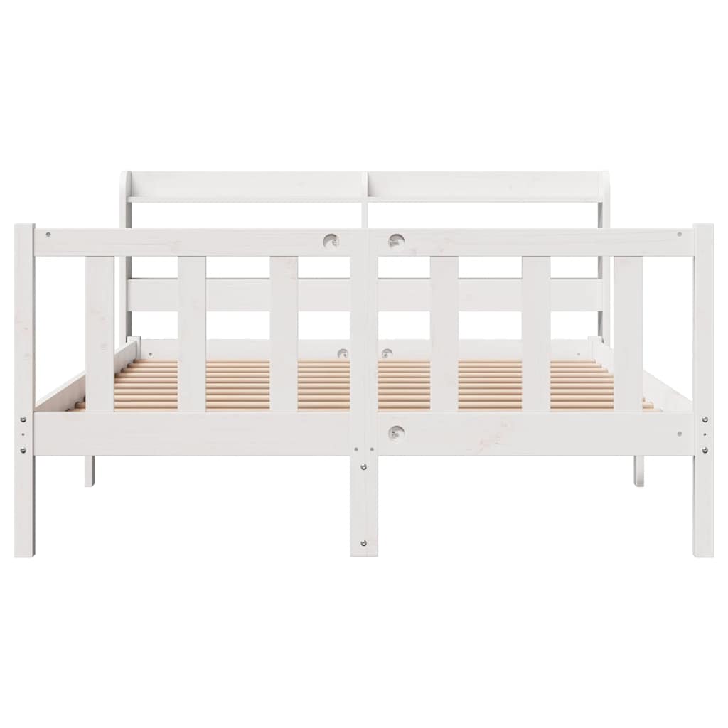 Bed Frame without Mattress White 140x190 cm Solid Wood Pine