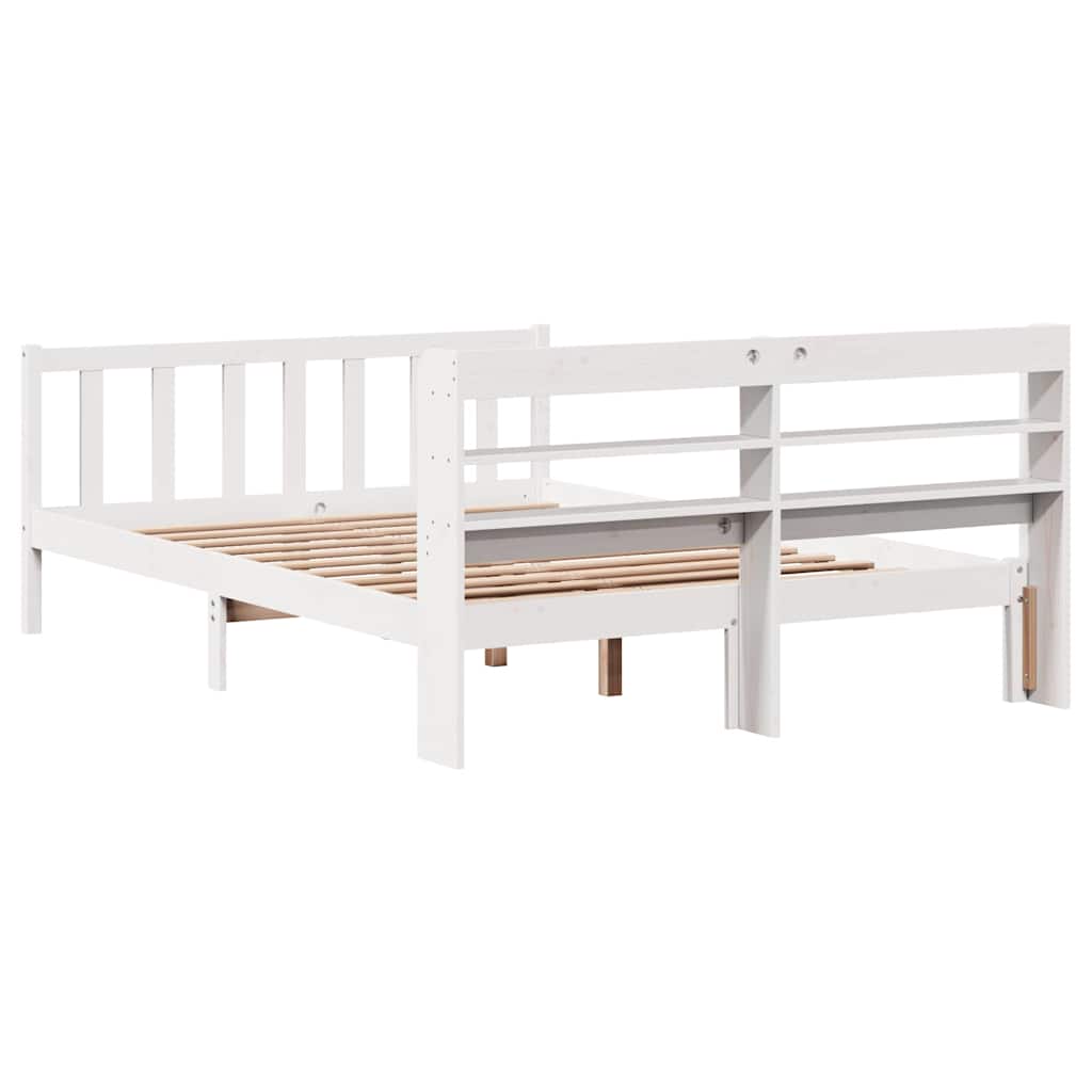 Bed Frame without Mattress White 140x190 cm Solid Wood Pine