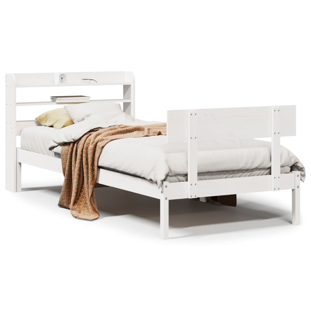 Bed Frame without Mattress White 90x190 cm Single Solid Wood Pine