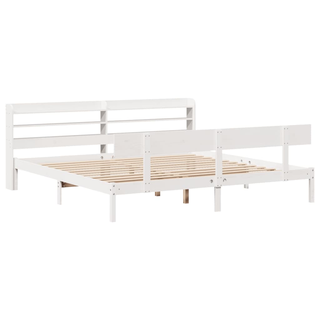 Bed Frame without Mattress White 180x200 cm Super King Solid Wood Pine