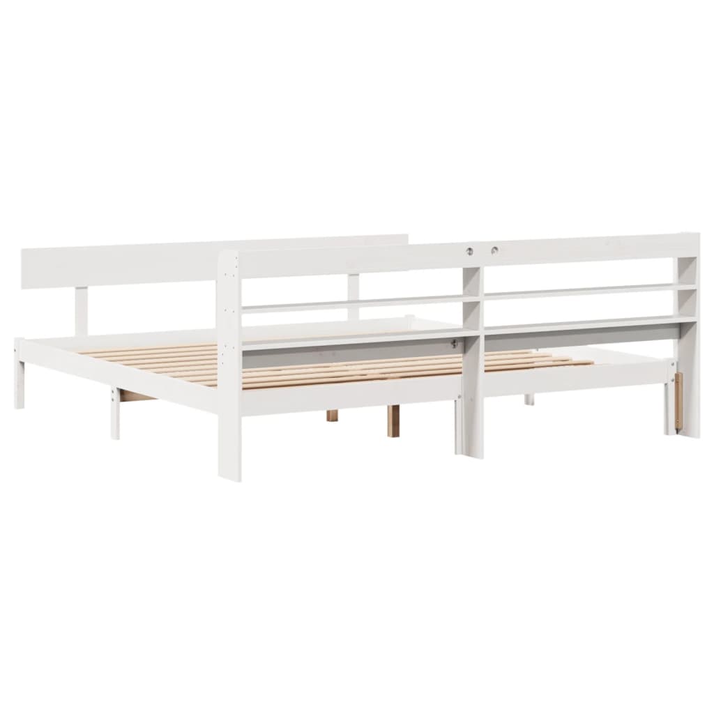 Bed Frame without Mattress White 180x200 cm Super King Solid Wood Pine