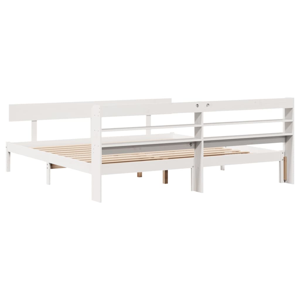 Bed Frame without Mattress White 200x200 cm Solid Wood Pine