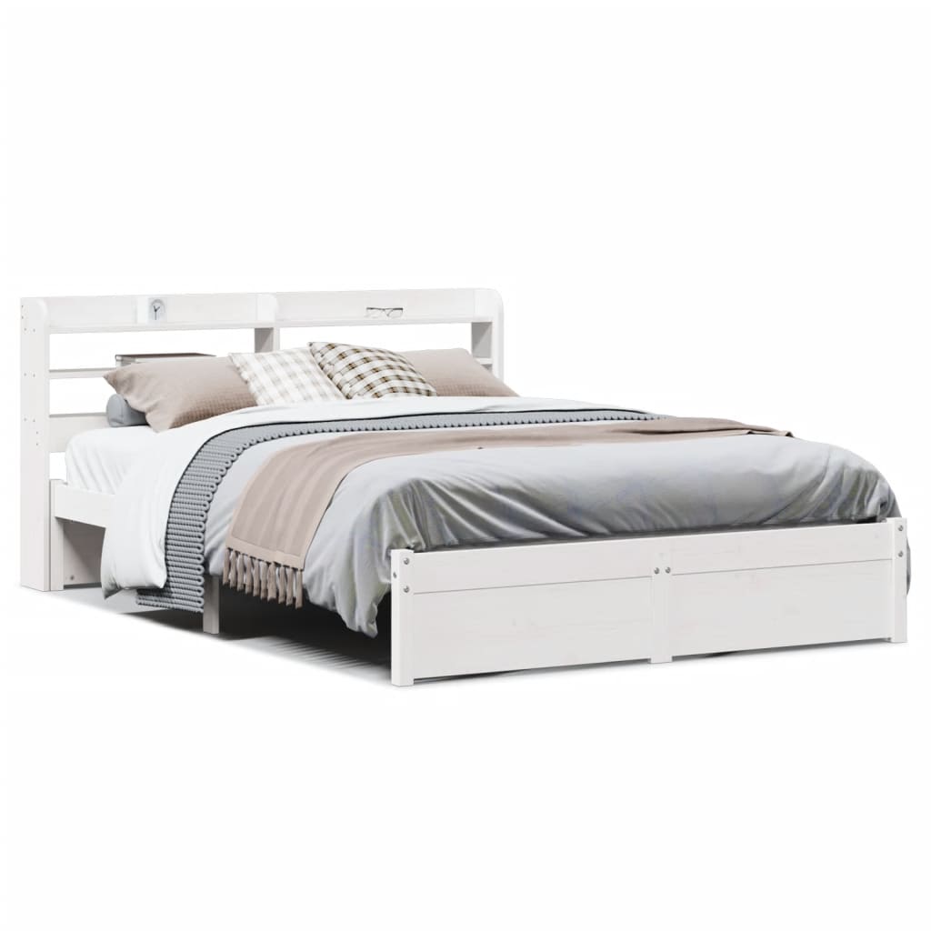 Bed Frame with Headboard without Mattress White 150x200 cm King Size