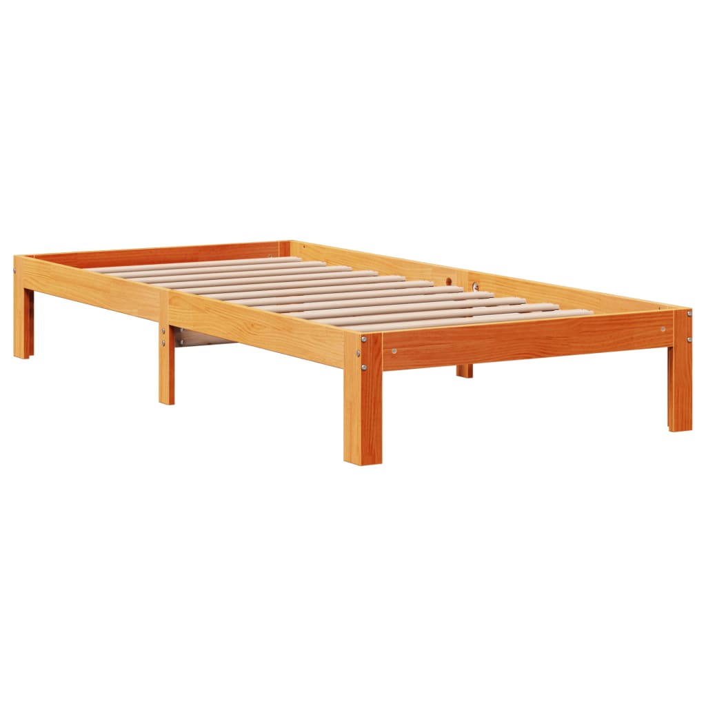 Bed Frame without Mattress Wax Brown 100x200 cm Solid Wood Pine