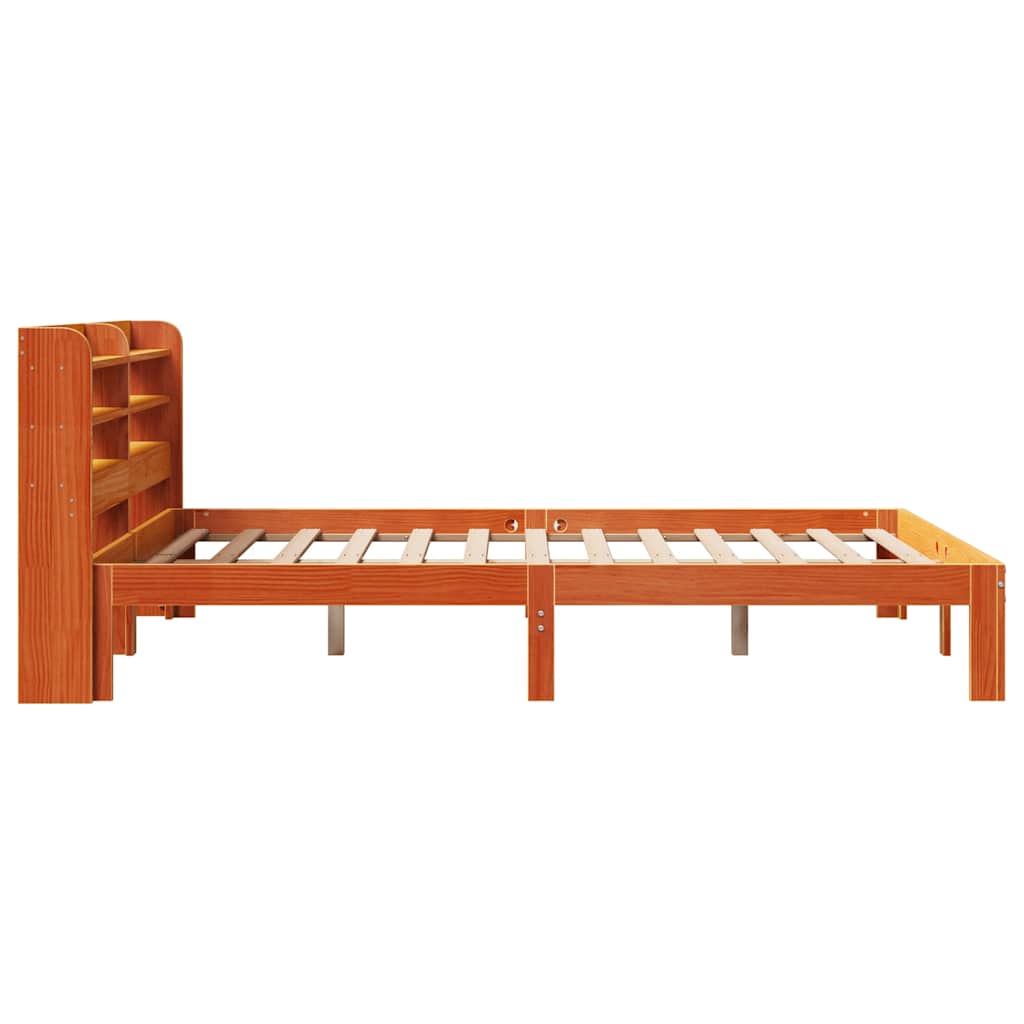 Bed Frame without Mattress Wax Brown 140x200 cm Solid Wood Pine