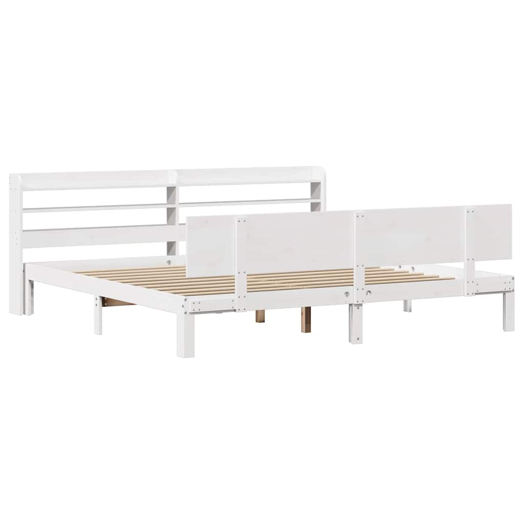 Bed Frame with Headboard without Mattress White 180x200 cm Super King