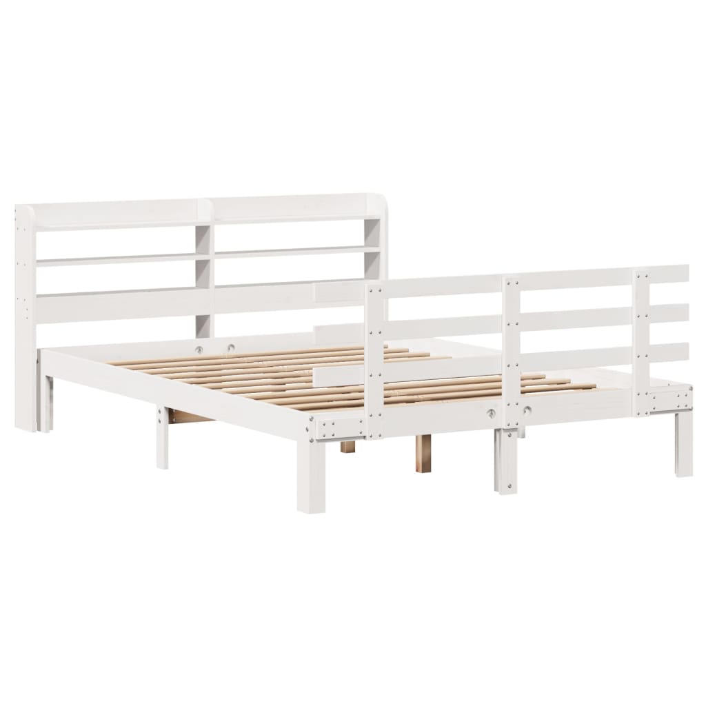 Bed Frame with Headboard without Mattress White 135x190 cm Double