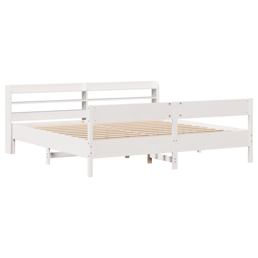 Bed Frame without Mattress White 200x200 cm Solid Wood Pine