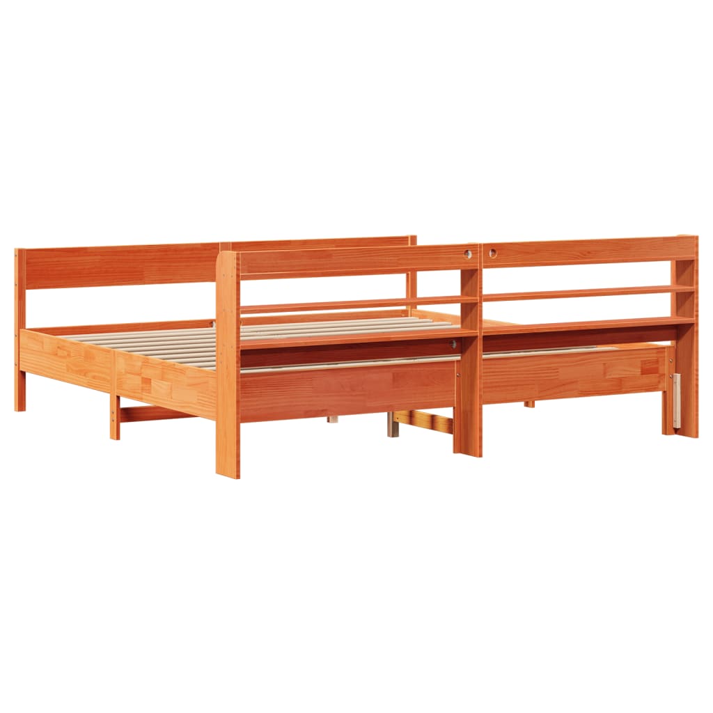 Bed Frame without Mattress Wax Brown 180x200 cm Super King Solid Wood Pine