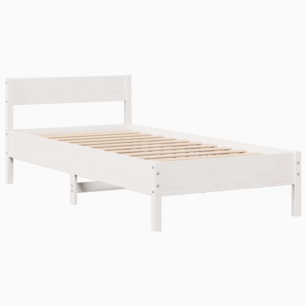 Bed Frame without Mattress White 90x200 cm Solid Wood Pine