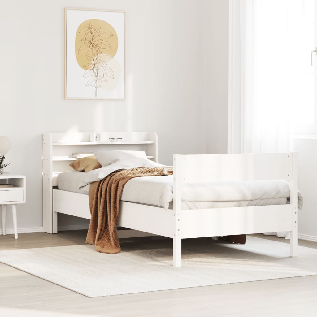 Bed Frame without Mattress White 90x200 cm Solid Wood Pine