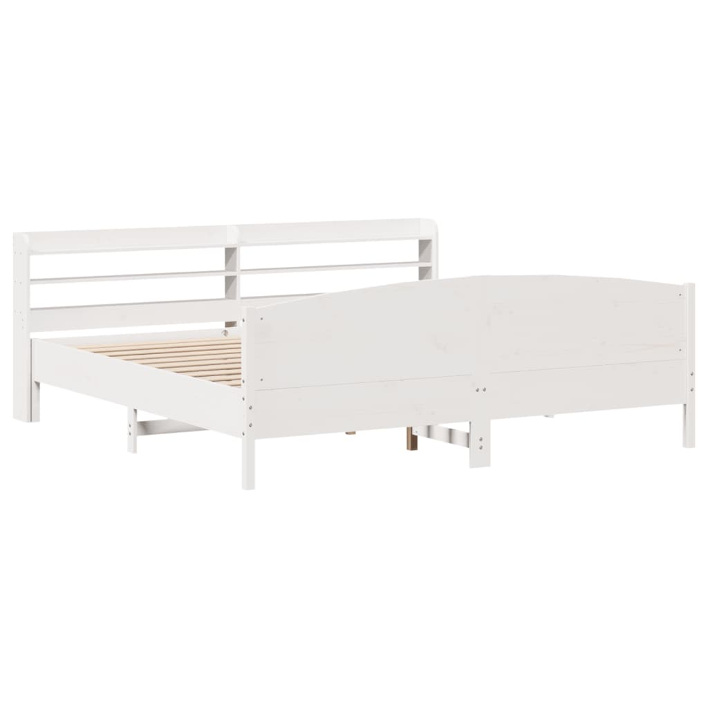 Bed Frame without Mattress White 180x200 cm Super King Solid Wood Pine