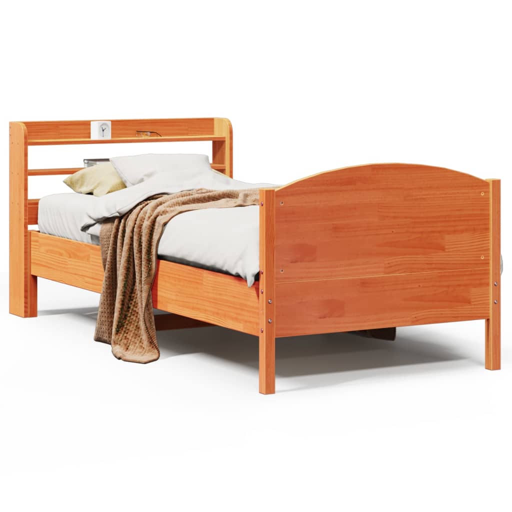 Bed Frame without Mattress Wax Brown 100x200 cm Solid Wood Pine