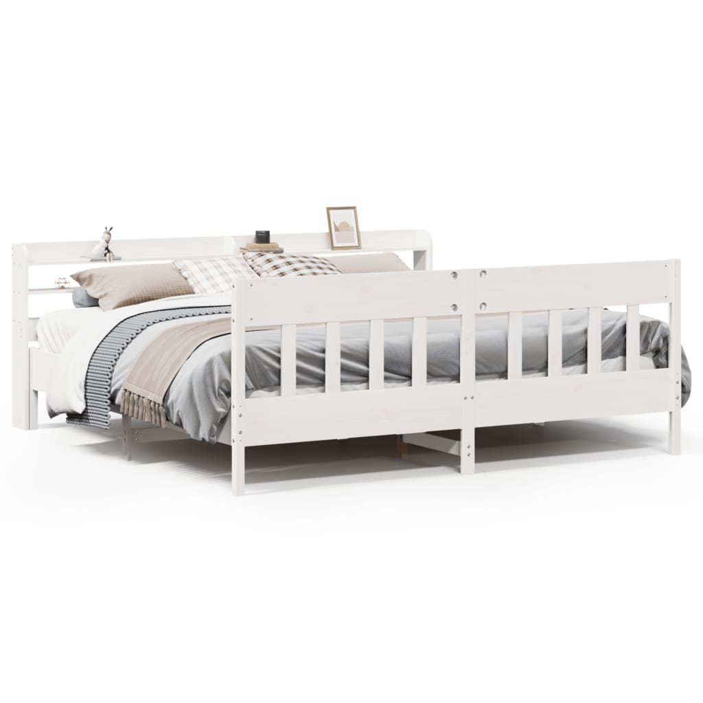Bed Frame without Mattress White 200x200 cm Solid Wood Pine