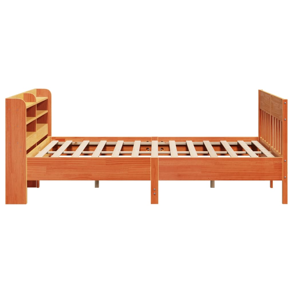 Bed Frame without Mattress Wax Brown 200x200 cm Solid Wood Pine