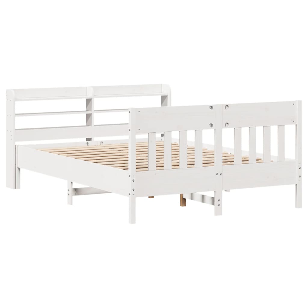 Bed Frame without Mattress White 120x200 cm Solid Wood Pine