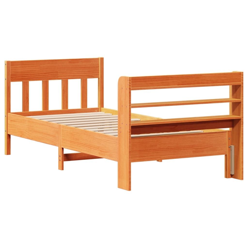Bed Frame without Mattress Wax Brown 100x200 cm Solid Wood Pine