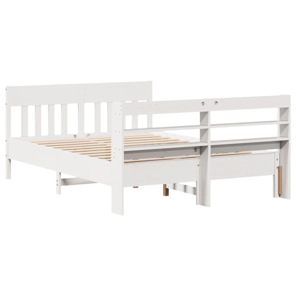 Bed Frame without Mattress White 140x190 cm Solid Wood Pine