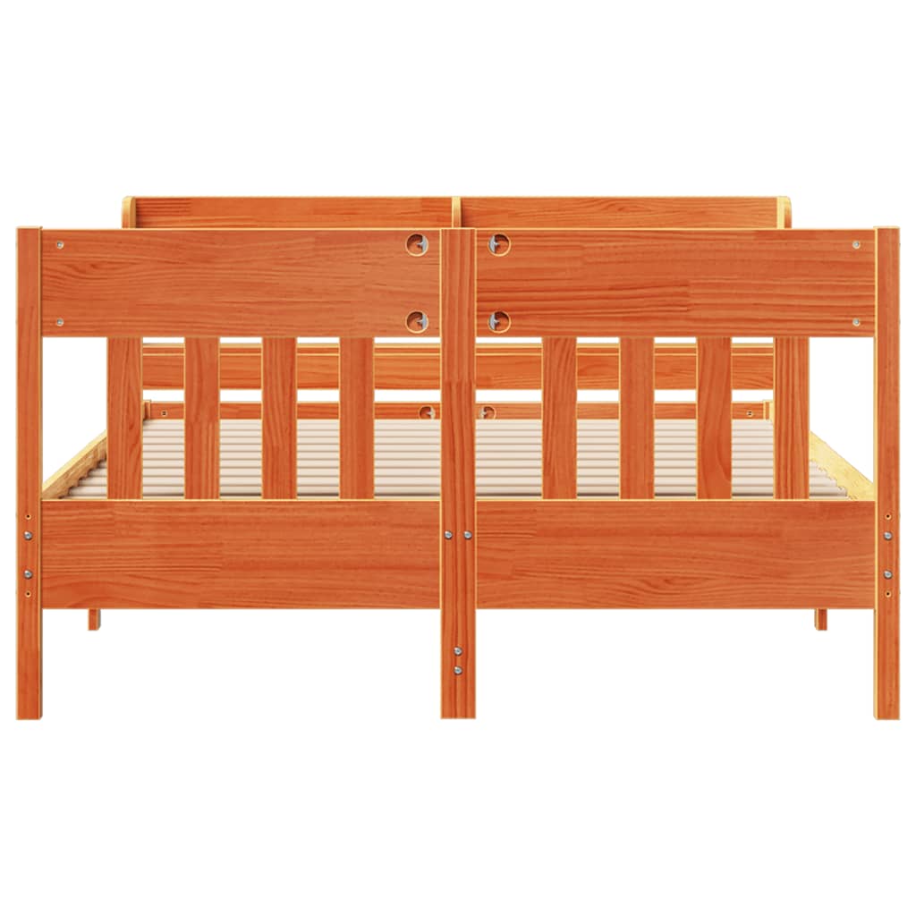 Bed Frame without Mattress Wax Brown 135x190 cm Double Solid Wood Pine