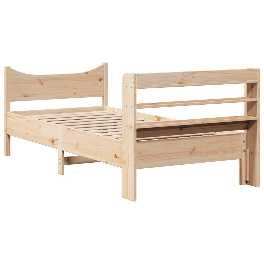 Bed Frame with Headboard 75x190 cm Small Single Solid Wood Pine