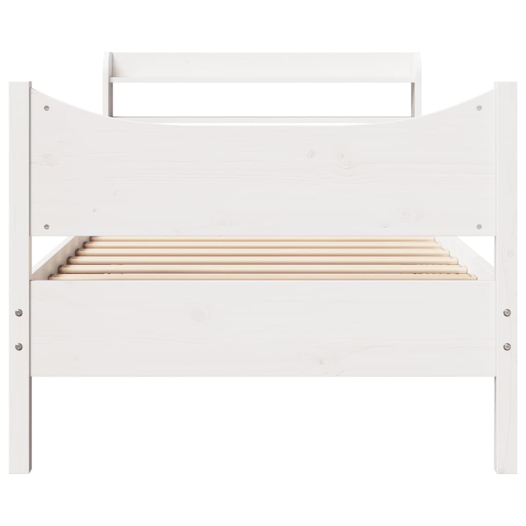 Bed Frame with Headboard White 75x190 cm Small Single Solid Wood Pine