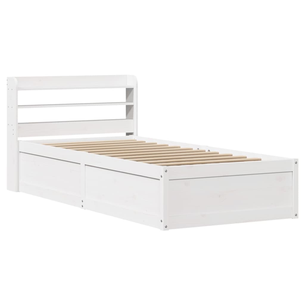 Bed Frame with Headboard White 90x200 cm Solid Wood Pine