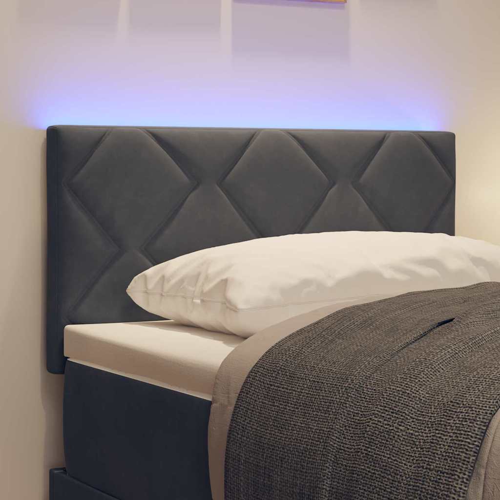 LED Headboard with LED Strip Lights Dark grey 80 cm Velvet