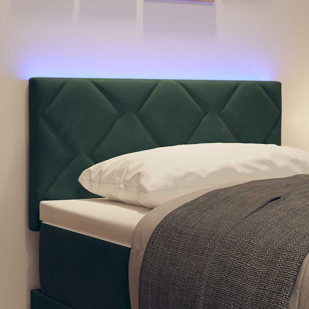 LED Headboard with LED Strip Lights Dark green 80 cm Velvet
